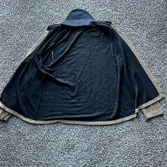 R&M Button up Cardigan Womens Medium Gold Glittery Textured Faux Diamond Clip - Picture 4 of 7